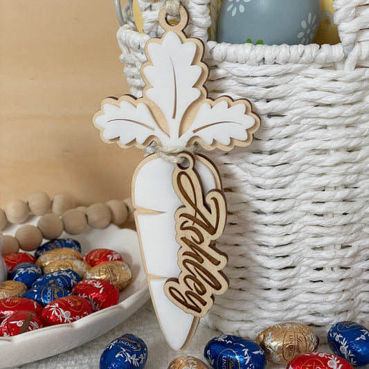 CARROT SHAPED EASTER TAG WITH HANGING NAME TAG