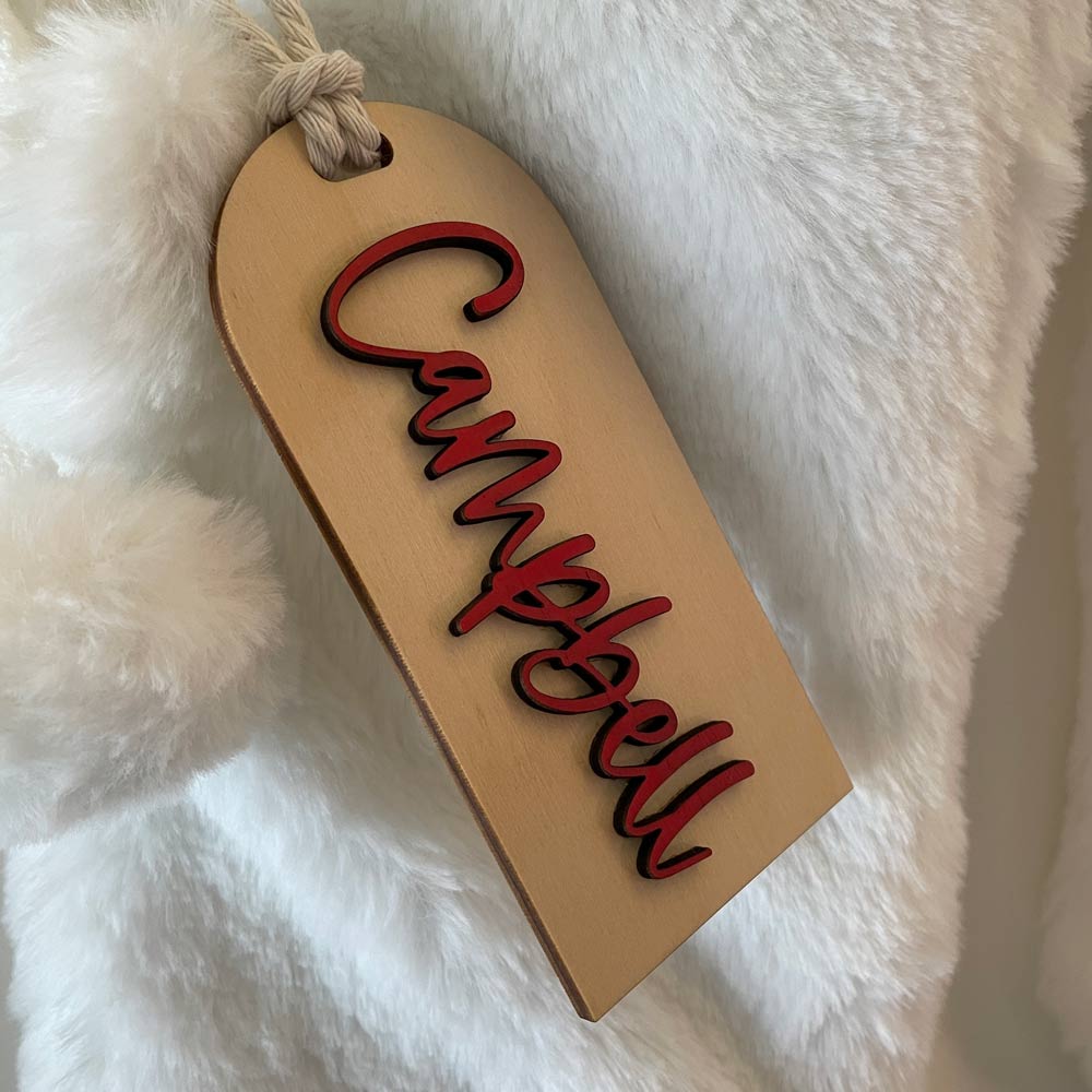 CHRISTMAS SACK OR STOCKING PERSONALISED NAME TAG