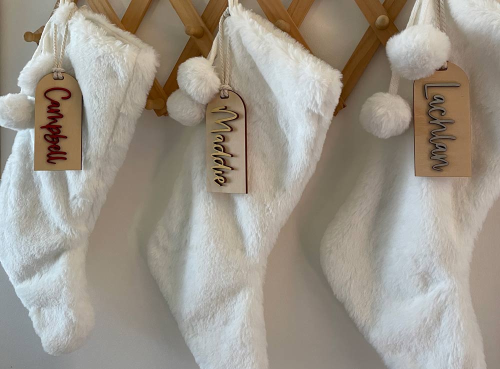 CHRISTMAS SACK OR STOCKING PERSONALISED NAME TAG