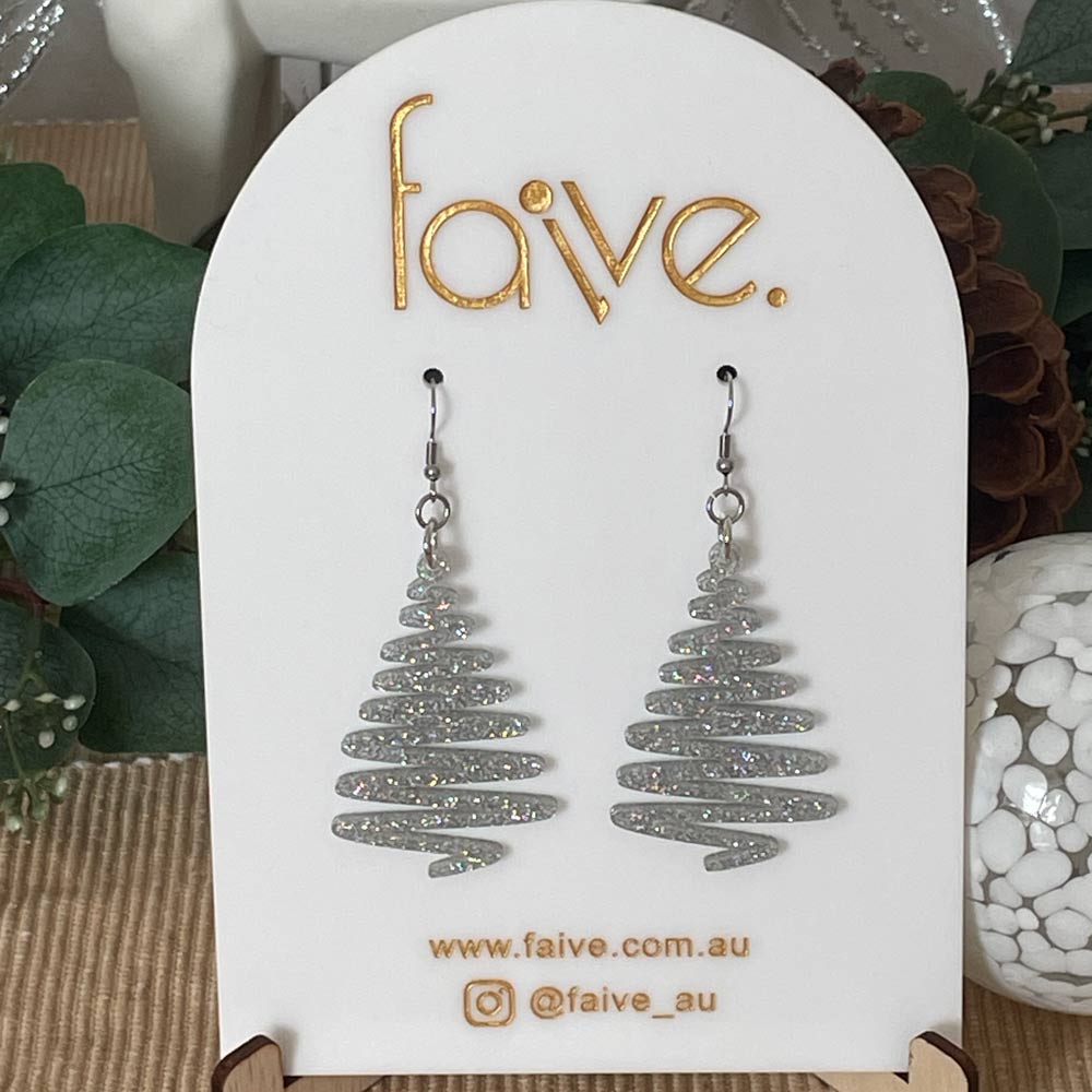 CHRISTMAS EARRINGS - SWIRLY CHRISTMAS TREE LARGE