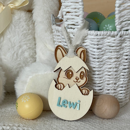 PERSONALISED EASTER BUNNY IN A CRACKED EGG TAG